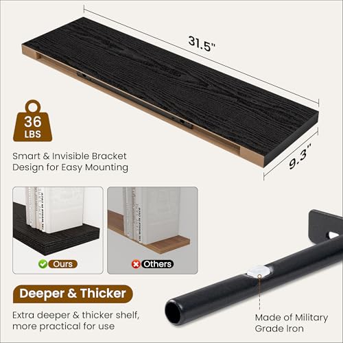 9.3Inch Deep Floating Shelves for Wall (2 Count)
