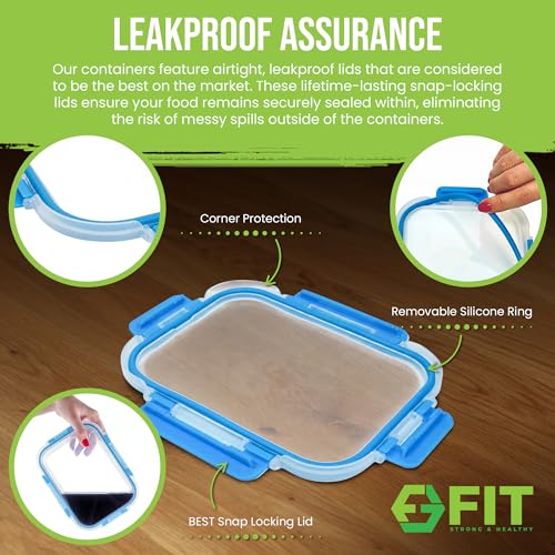 Glass Meal Prep Containers 2 and 3 Compartments (4 Count)