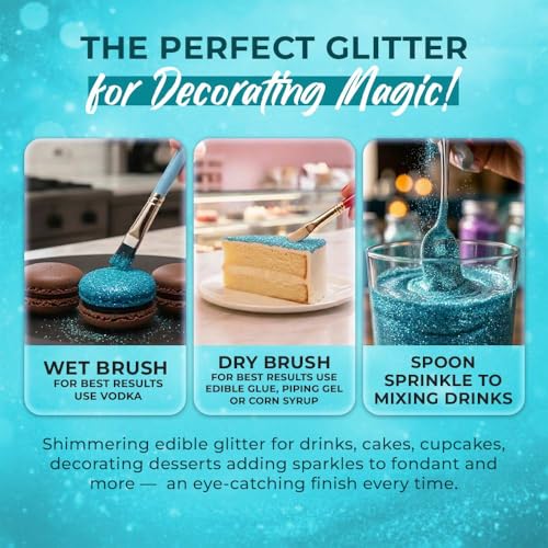 Bulk 20g Light Blue Edible Glitter for Drinks