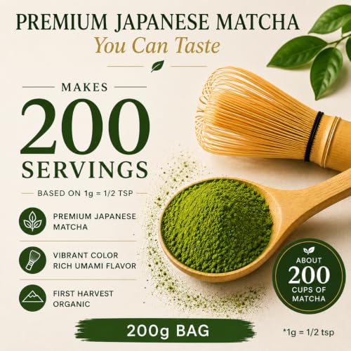 Organic Ceremonial Grade Matcha Powder 200g (7 Ounce)