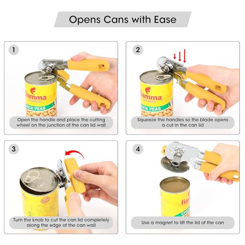 Heavy Duty Hand Can Opener Manual with Magnet Lid Remover