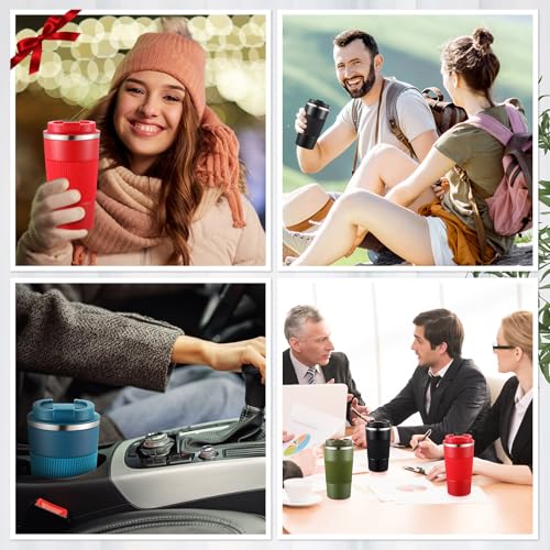 4 Pack 16 oz Bulk Travel Coffee Mug with Lid Reusable Vacuum Insulated Coffee Tumbler Double Wall Thermal Stainless Steel Camping Tea Cup for Christmas Winter Drinks Employee Gift (4 Count)