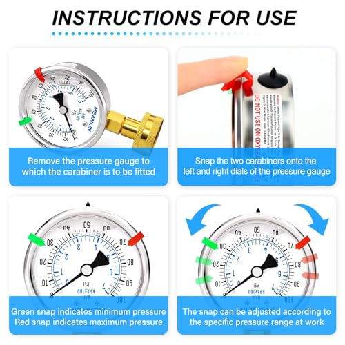 0~100Psi Liquid Filled Pressure Gauge kit Plus 5 adapters Stainless Steel Frame 3