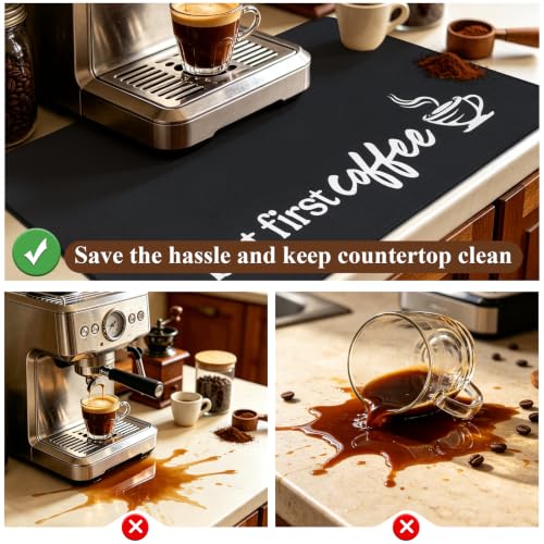 Coffee Mat 2 Pack 16x24 Inch Black (2 Count)