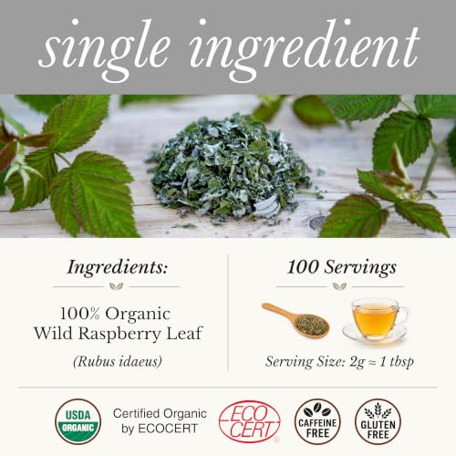 Organic Red Raspberry Leaf Tea Pregnancy and Menstrual Support (7.05 Ounce)