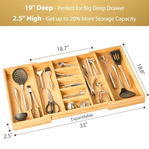 Extra Large Expandable Kitchen Drawer Organizer for Utensil and Junk