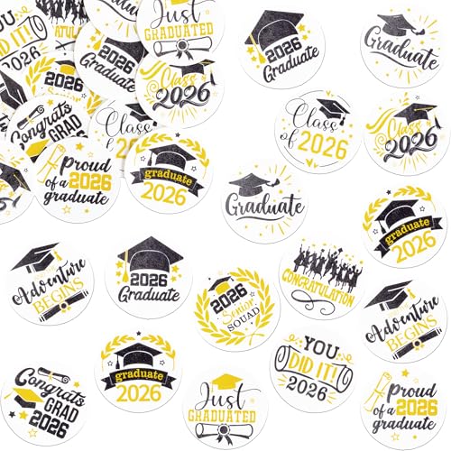 48Pcs Edible Graduation Cap 2026 Cupcake Toppers Wafer Paper Grad Cap Diploma Cake Decoration Picks for 2026 Grad Theme Party Cake Decor Supplies Black White Gold (48 Count)