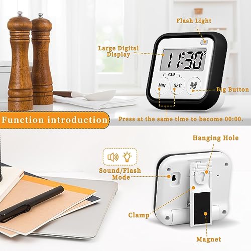 Timer Kitchen Timers for Cooking Classroom Timer for Kids Teachers Magnetic Digital Timers 4 Pack (4 Count)