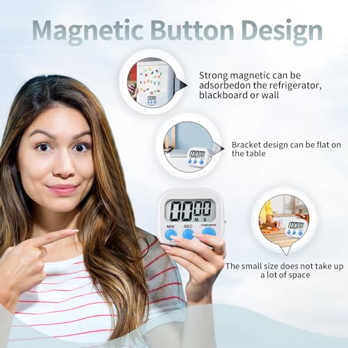 4 Pack Digital Kitchen Timer Magnetic Digital Timer with Big Display Loud Ring Cooking Timers for Cooking (4 Count)