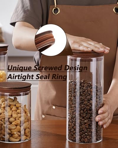 2PCS of 50floz Round Coffee Canister with Wooden Lids