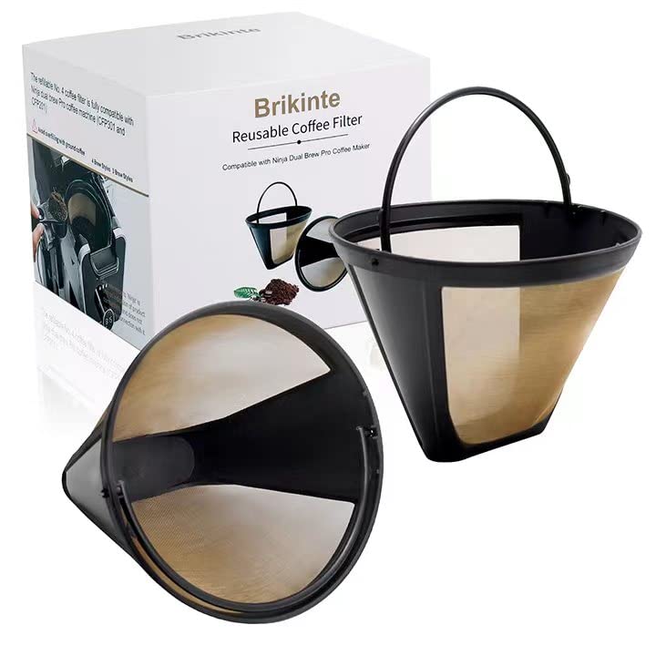 2 Pack Reusable Coffee Filters #4 for Ninja Dual Brew Coffee Maker (2 Count)