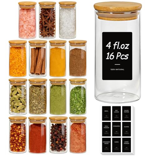 Glass Spice Jars 4oz 16 Pack (16 Count)