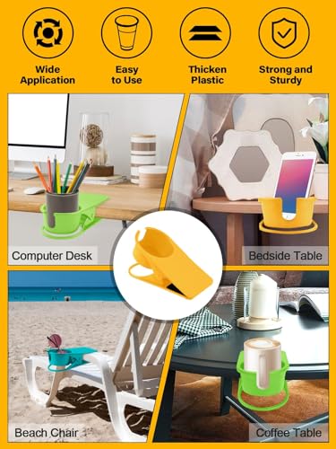 3PCS Drinking Cup Holder Clip Kalolary Chair Desk Bottle Cup Stand DIY Glass Clamp Storage Saucer Clip with Groove for Potted Plant Beverage Coffee Mug Holder Clip for Home Office (3 Count)