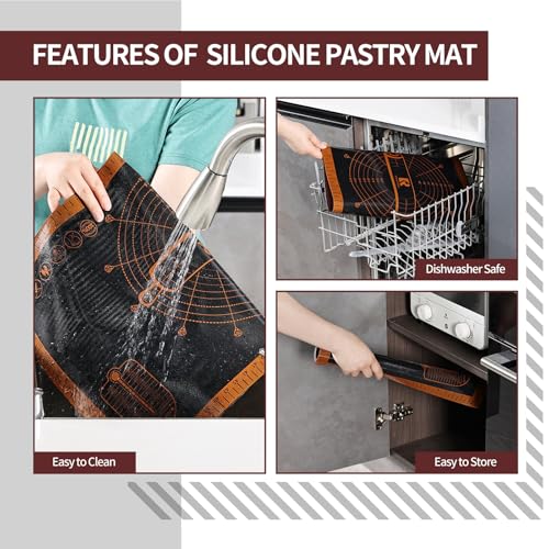 Silicone Pastry Mat Extra Large with Measurements 26''x16'' for Reusable