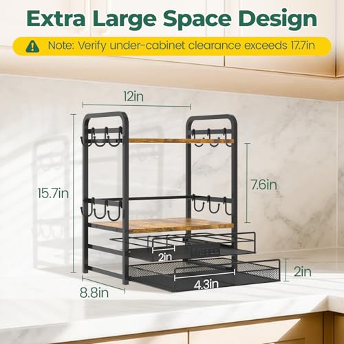 Coffee Bar Organizer Station Shelf Mug Holder for Countertop