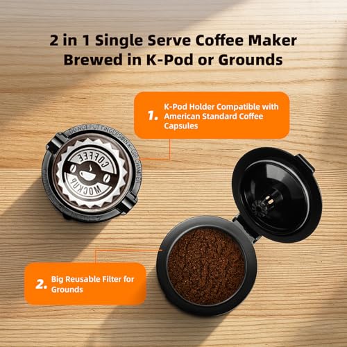 Small Single Serve Coffee Maker for K Cup and Grounds