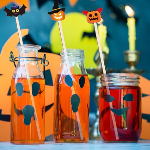 100Pcs Halloween Wooded Coffee Stirrers 7'' Disposable Stir Stick (100 Count)