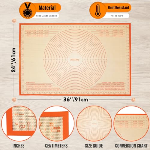 Silicone Pastry Mat 34x26 Inch Nonstick Baking Mat
