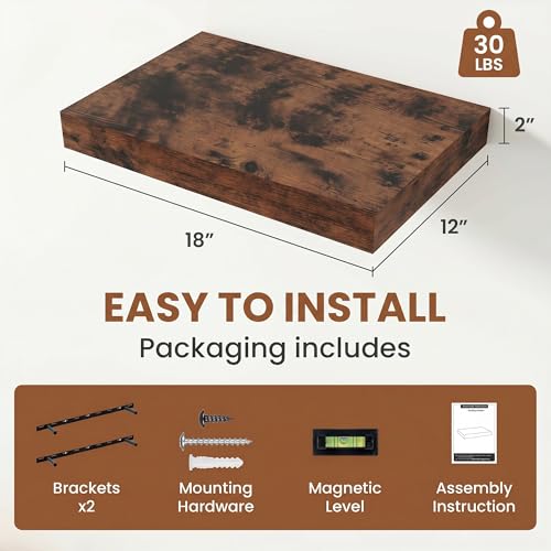 Floating Shelves for Wall 18x12” Set of 2 (2 Count)
