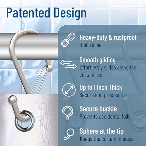 Set of 12 Silver Metal S Hook Shower Hooks 1” (12 Count)