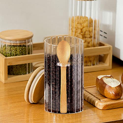 24 FL OZ Airtight Glass Jar with Bamboo Lid Spoon