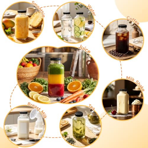 16 oz 3 Pack Glass Juice Bottles with Lids (3 Count)