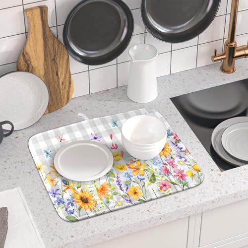 Spring Floral Dish Drying Mat
