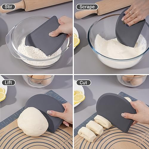 Silicone Dough Scraper with Metal Core Flexible Bowl Scraper Bread Baking