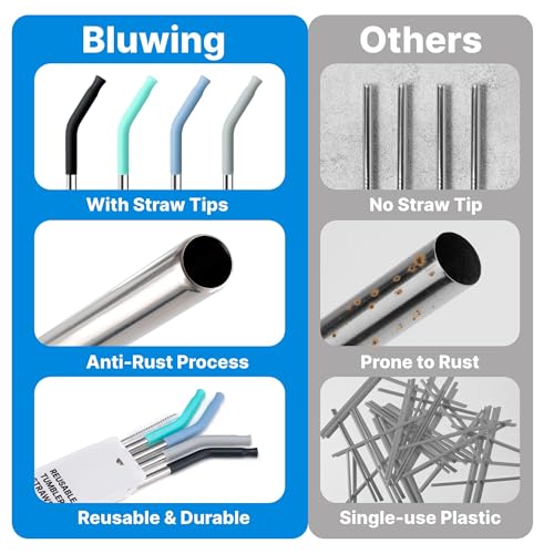 Metal Straws with Silicone Tip for 30 oz YETI Tumbler (4 Count)