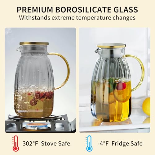 68OZ Glass Pitcher with Lid and Spout