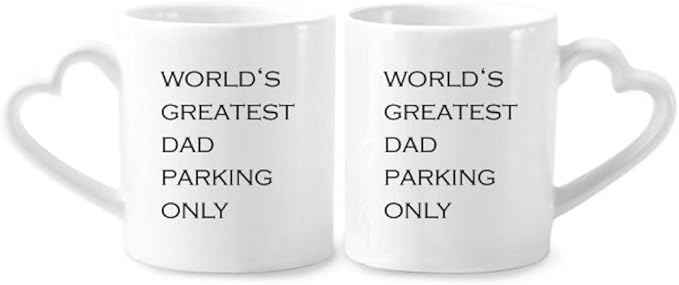 World's Greatest Dad Father's Festival Quote Couple Porcelain Mug Set Ceramic Lover Cup Heart Handle