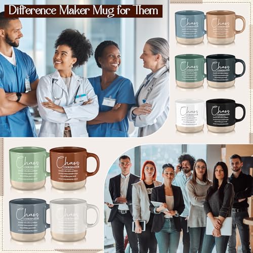 10 Pcs Chaos Coordinator Gift Bulk Inspirational Ceramic Coffee Mugs 13 oz Thank You Mugs Back to School Office Funny Gifts for Women Men Teacher Boss Manager Employee Coworker (10 Count)