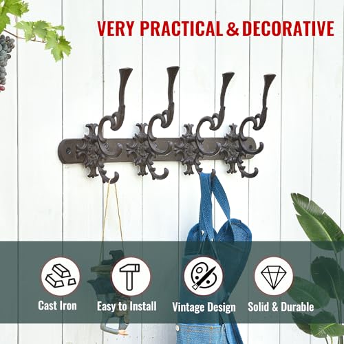 Vintage Cast Iron Wall Hook Rack