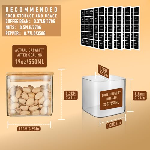 22oz/0.7Qt/650ml Square Glass Storage Containers with Lids 6-Pack (6 Count)