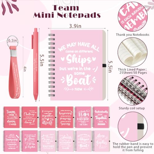 24 Set 96 Pcs Team Appreciation Gift Set Inspirational Employee Appreciation Gift Bulk 16 oz Coffee Cups with Team Notebook Pen Keychains for Staff Teacher (24 Count)