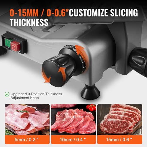 Meat Slicer 340W Electric Deli Food Slicer with 10" SUS420 Stainless Steel Blade and Built