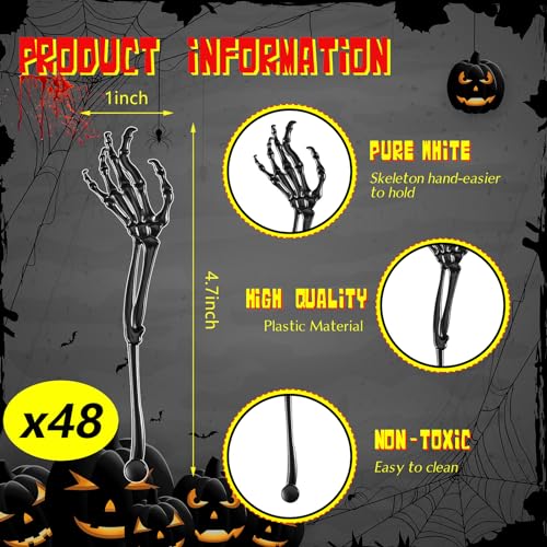 48 Pcs Halloween Swizzle Sticks Skeleton Cocktail Garnish
