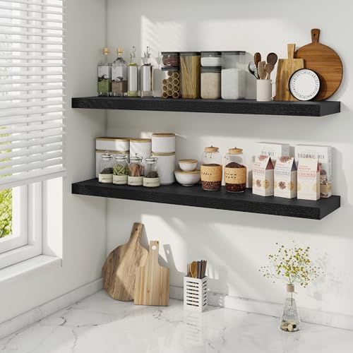 40 Inch Black Floating Shelves (2 Count)
