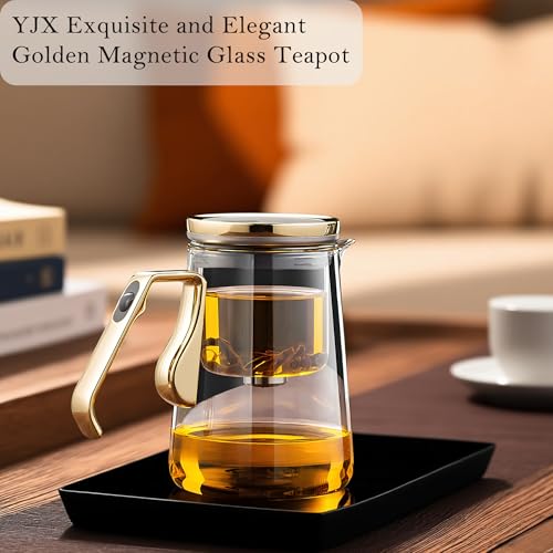 25.4oz Magnetic Glass Teapot Set with 40.6oz Cast Iron Tea Kettle for Stovetop