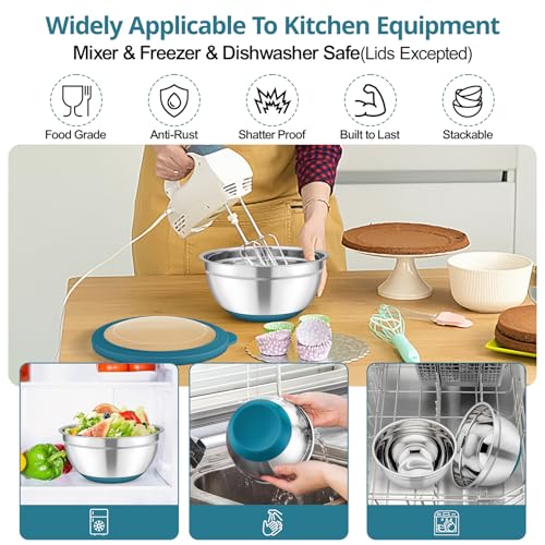 Mixing Bowls Salad Bowls with Transparent Airtight Lids (5 Count)
