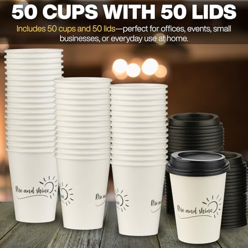 Disposable Coffee Cups with Lids (50 Count)
