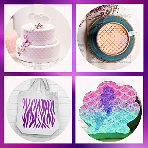 Cake Stencils Decorating Buttercream Cookie Stencils for Royal Icing Leopard Airbrush Snake Skin Mermaid Scale Stencil Cheetah Cow Print Templates for Baking (13 Count)