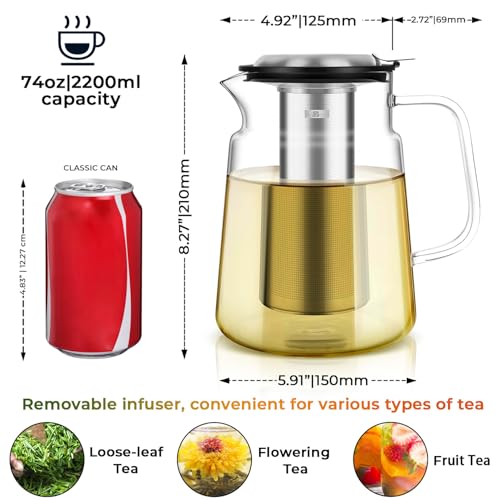 74oz Glass Tea Pot with Infuser (74 Count)