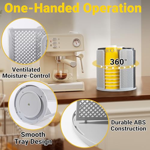 4 Compartment Rotating Paper Cup Holder & Coffee Cup Lid Storage Dispenser