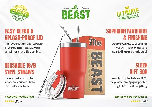 Beast 20 oz Tumbler Stainless Steel Vacuum Insulated Coffee Ice Cup Double Wall Travel Flask