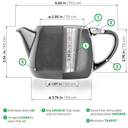 Pluto Porcelain Small Teapot Grey
