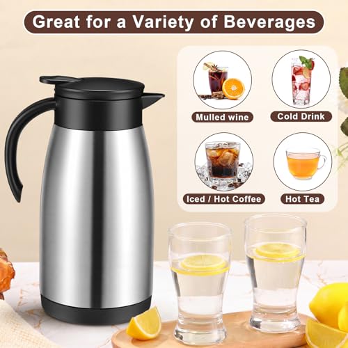 2 Pcs Thermal Coffee Carafe Insulated Stainless Steel Coffee Carafe for Hot Liquid Vacuum Thermal Pot Creamer Pitcher Dispenser with Brushes Keeping Hot Water Milk (2 Count)
