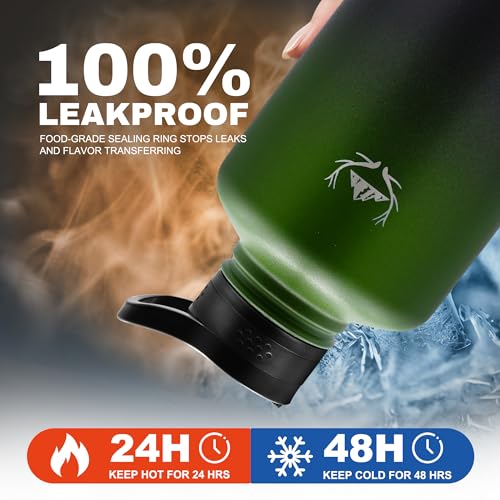 64 oz Insulated Water Bottle with Carrier Bag & 3 Lids