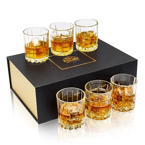 Crystal Whiskey Glasses Mixed 10 Oz Scotch Glasses Set of 6 (6 Count)