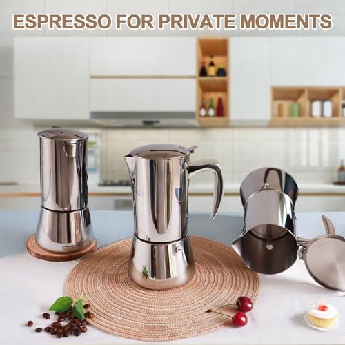 304 Thickened Stainless Steel Uncoated 2 Cup Moka Pot 100ml 3.3oz